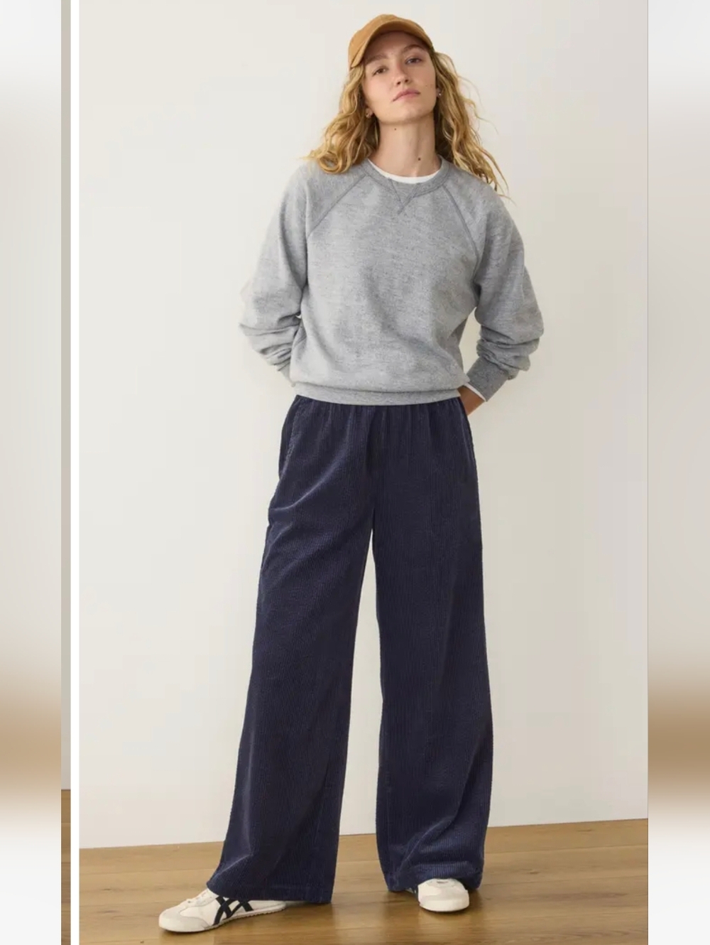 Marine Layer Allison Pull-On Wide-Leg Corduroy Pants in Navy Size XS Athleisure